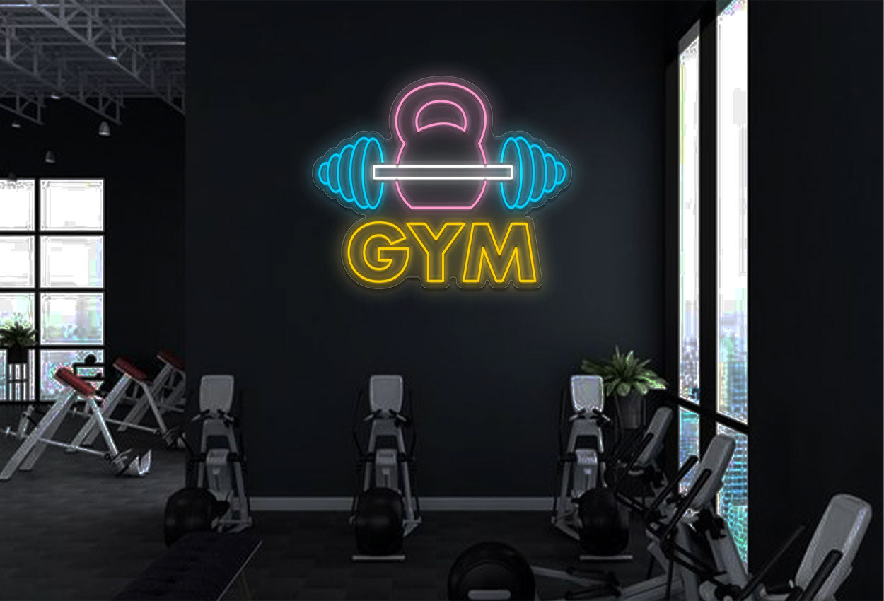 Gym With Kettle And Dumbbell LED Neon Sign