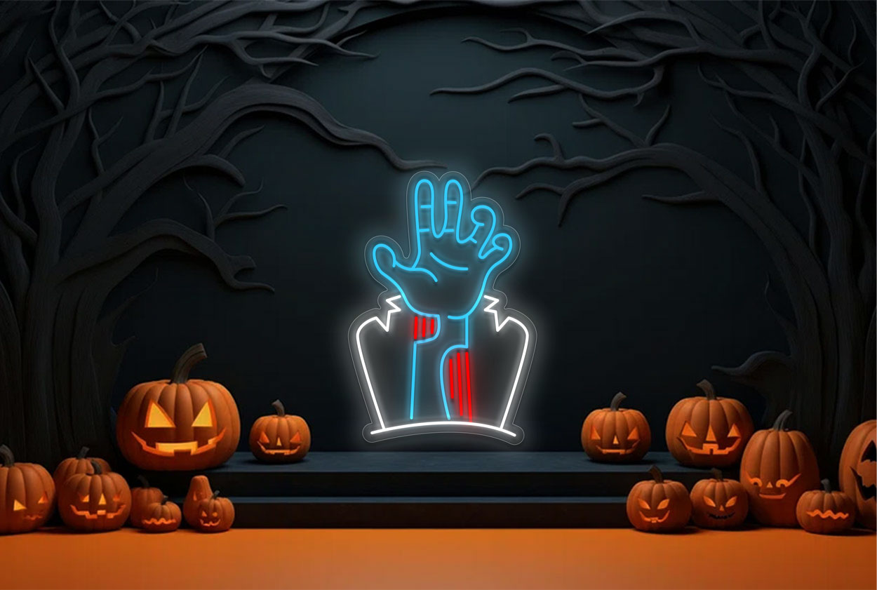 Dead Hand and Tombstone LED Neon Sign