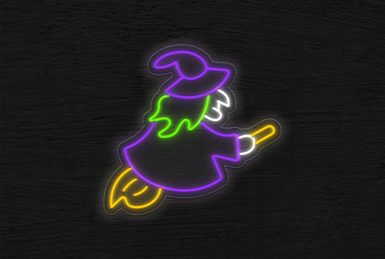 Flying Old Witch LED Neon Sign
