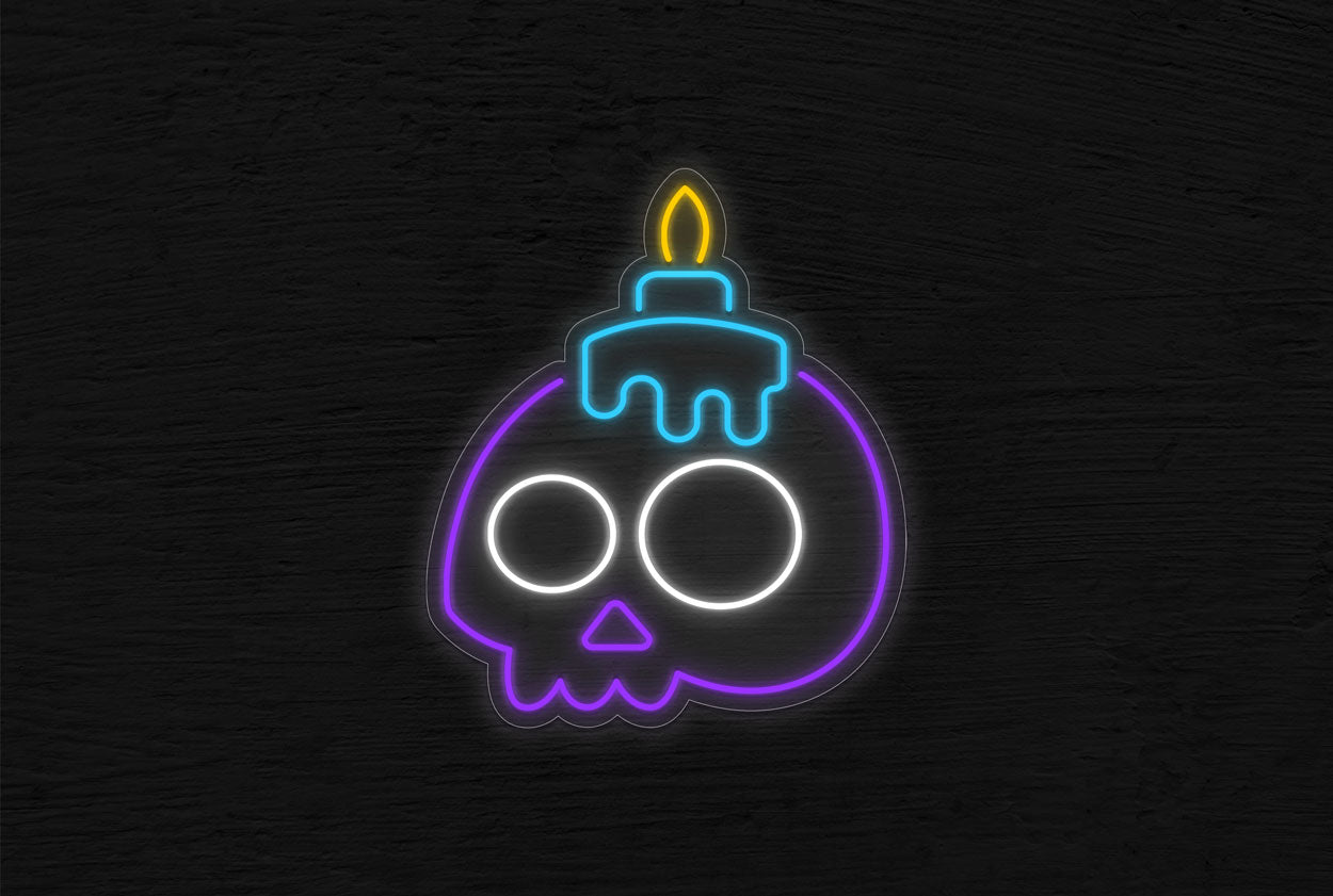 Skull with Candle LED Neon Sign