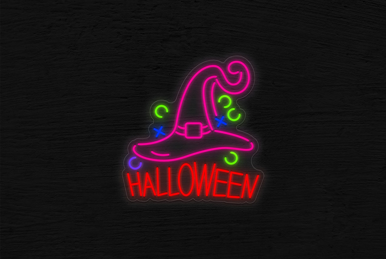 Halloween with witch Hat LED Neon Sign
