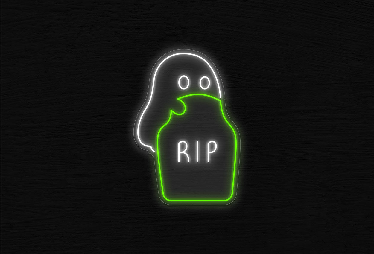 Ghost in Tombstone LED Neon Sign
