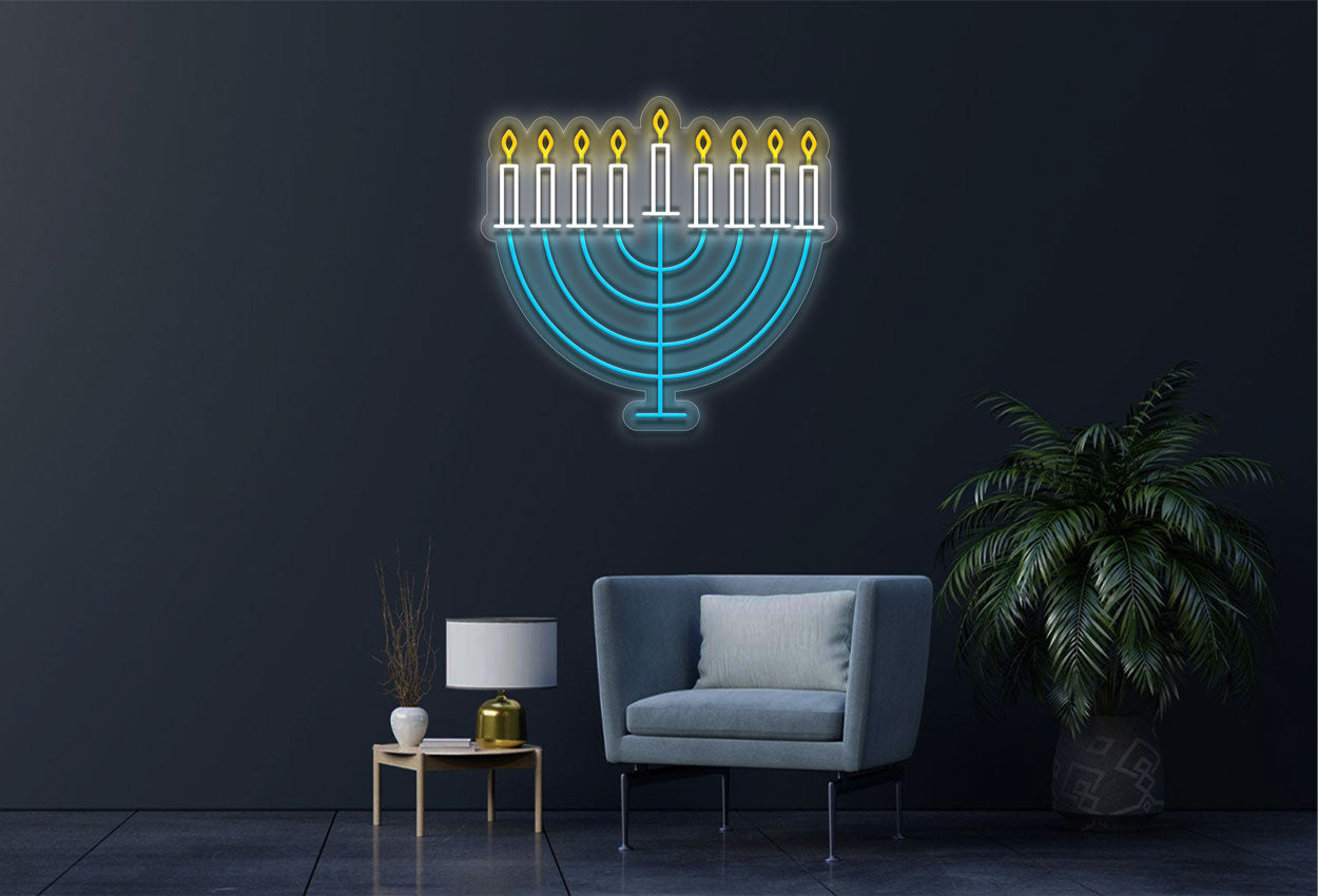 Hanukkah Menorah LED Neon Sign