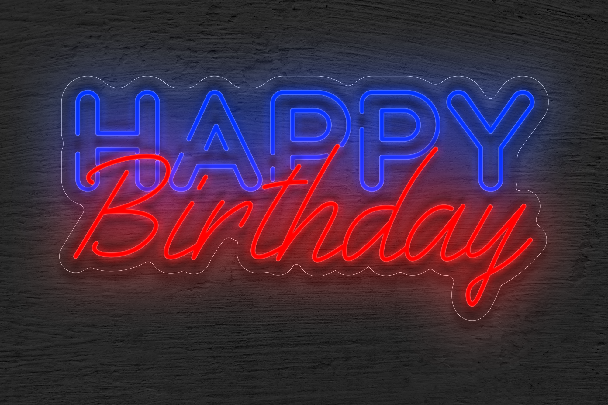 Buy Happy Birthday with Lines LED Neon Sign  Weddings & Celebrations  Neon Signs from Best Buy Neon Signs