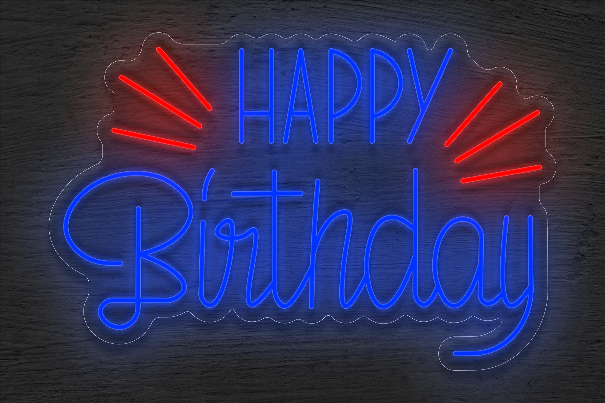 Buy Happy Birthday with Lines LED Neon Sign