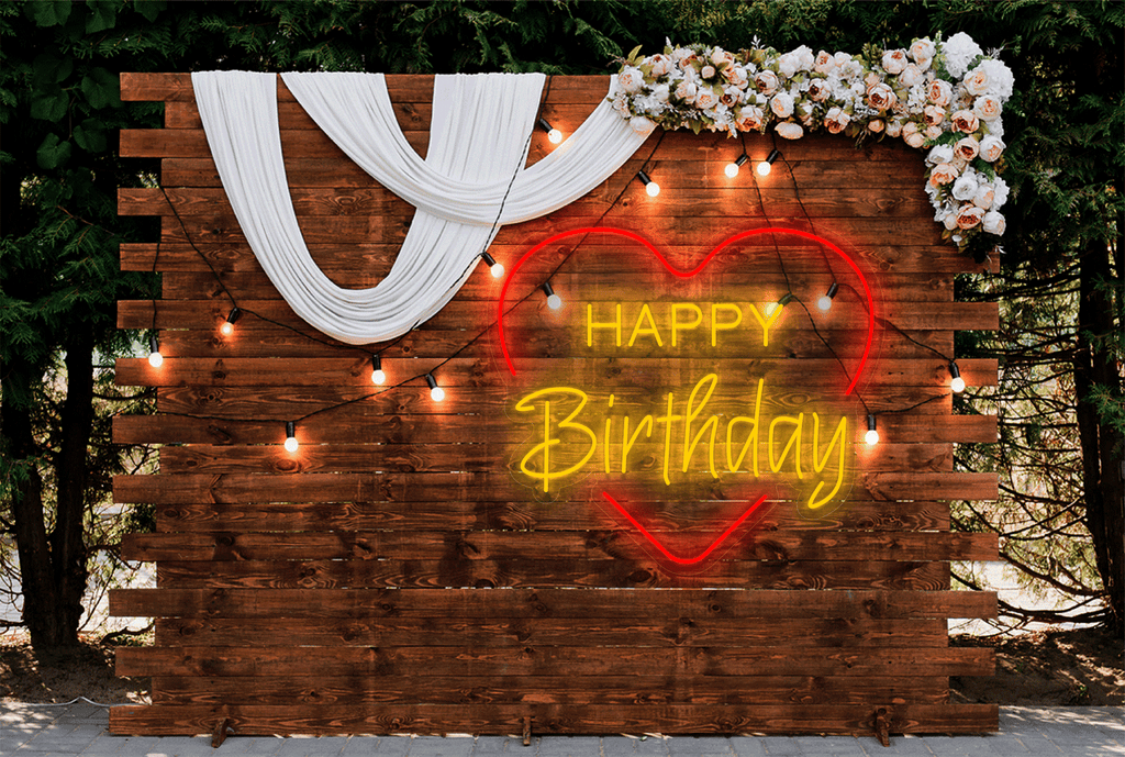 Buy Outlined Happy Birthday LED Neon Sign  Weddings & Celebrations Neon  Signs from Best Buy Neon Signs