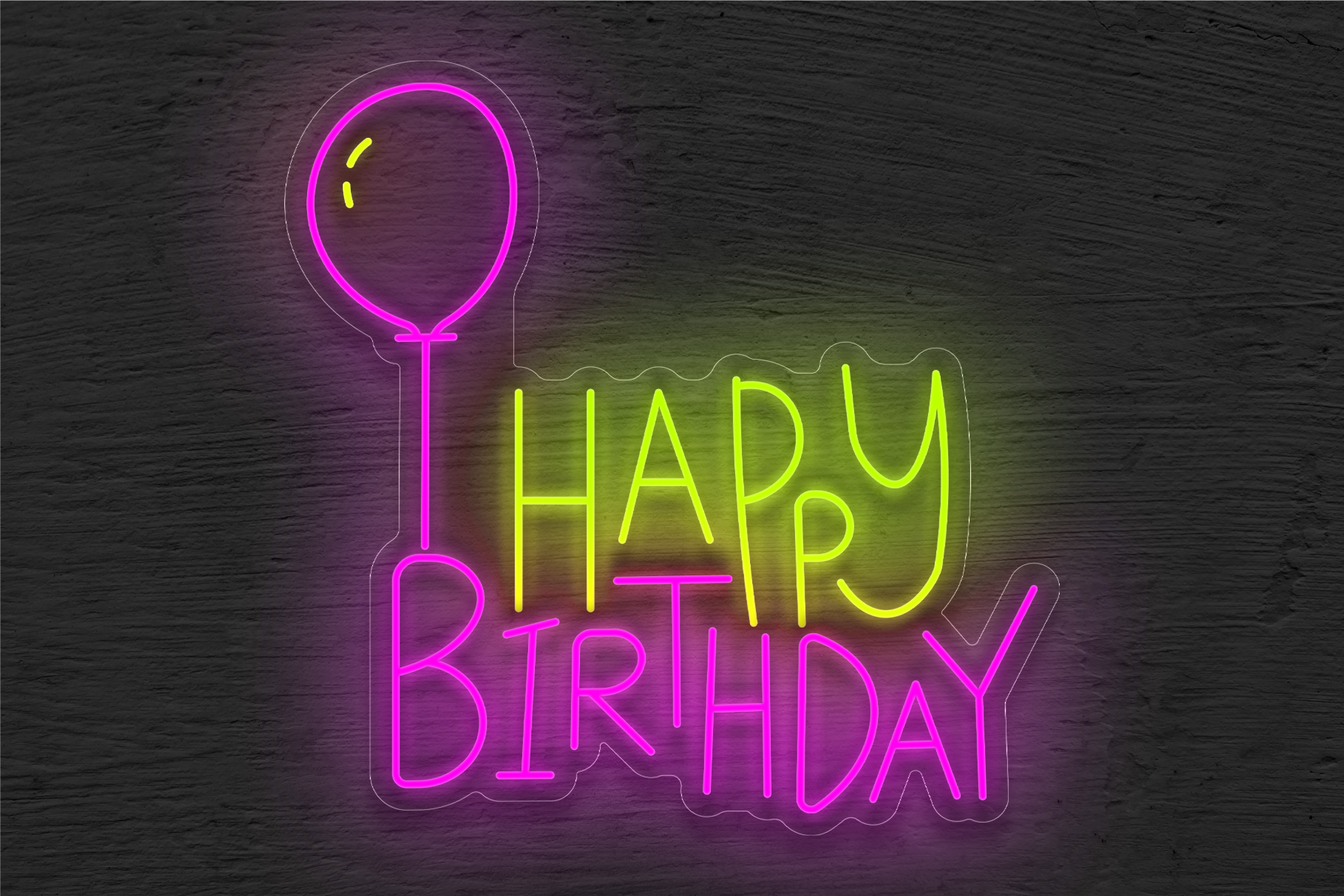 Buy Happy Birthday with Lines LED Neon Sign  Weddings & Celebrations  Neon Signs from Best Buy Neon Signs