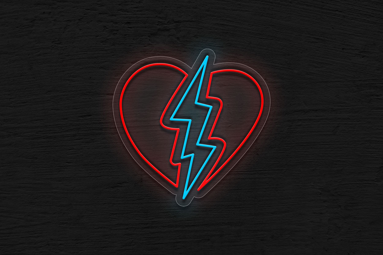 Heart And Lightning Bolt (Bat Mitzvah) LED Neon Sign