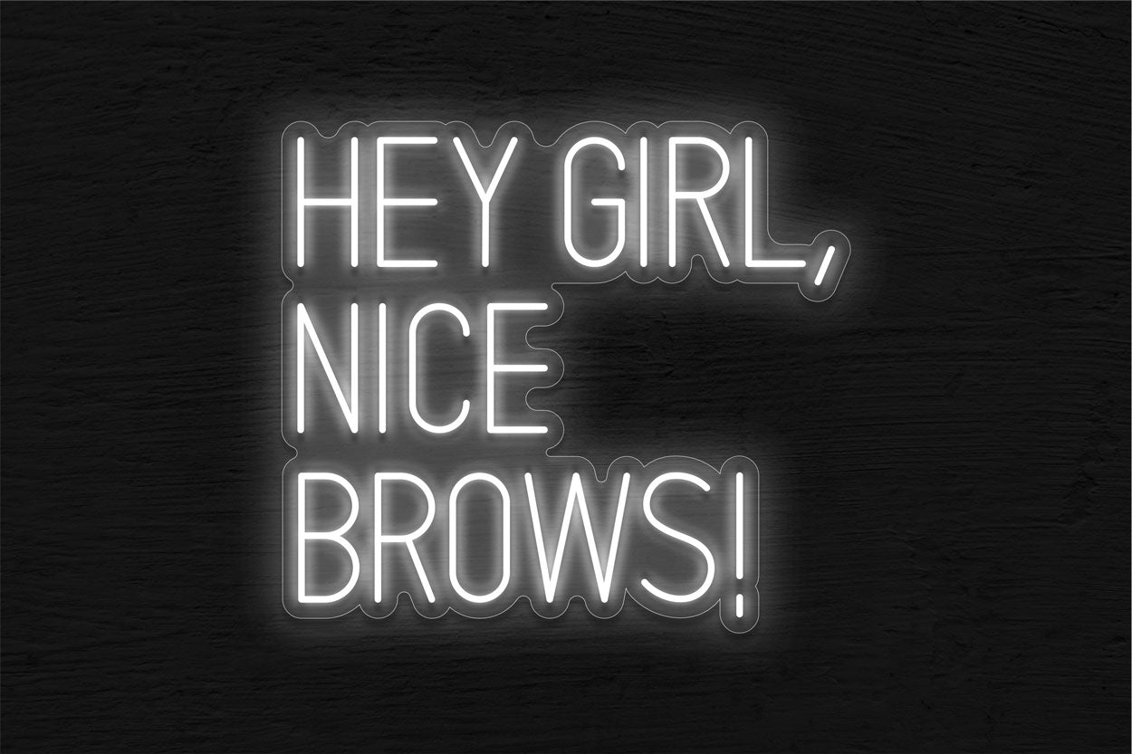 Hey Girl, Nice Brows LED Neon Sign