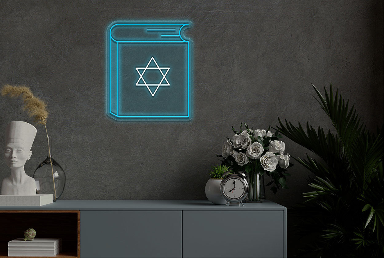 Jewish Book And Logo In Front LED Neon Sign