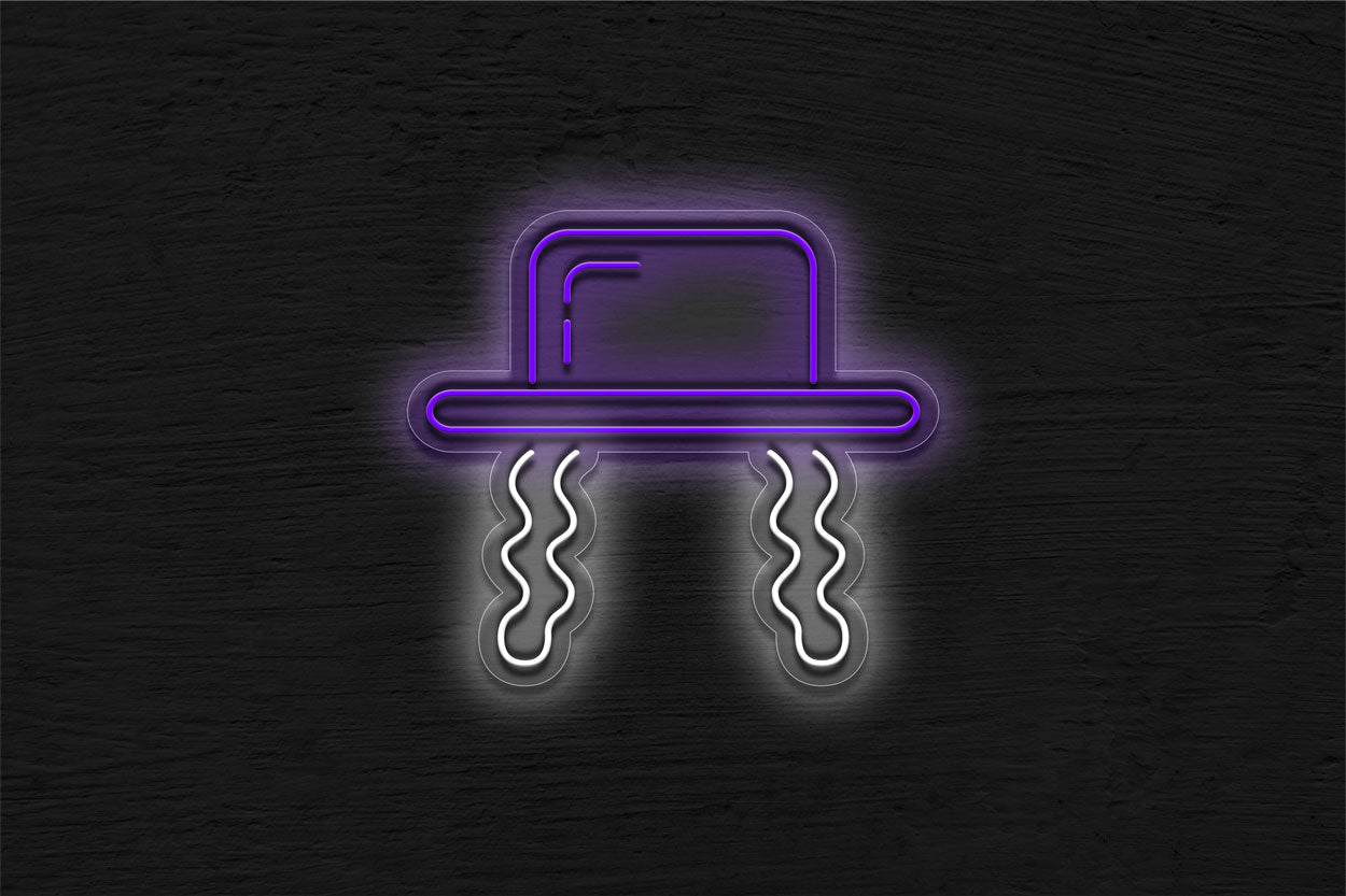 Square Jewish Hat LED Neon Sign