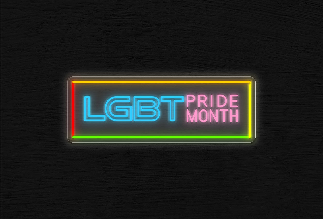 LGBTQ Pride Month with Colorful Border LED Neon Sign