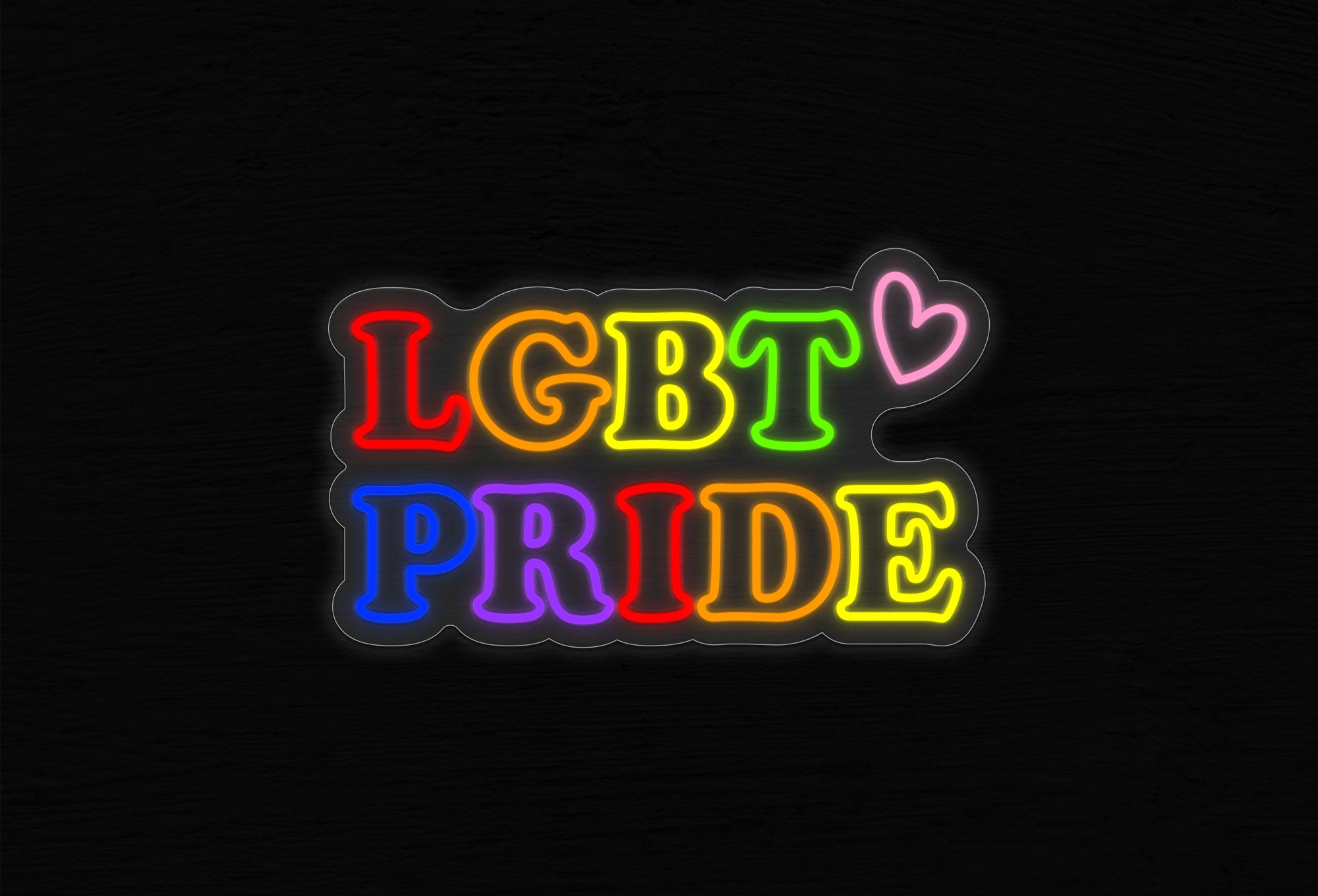 LGBTQ Pride with Heart LED Neon Sign