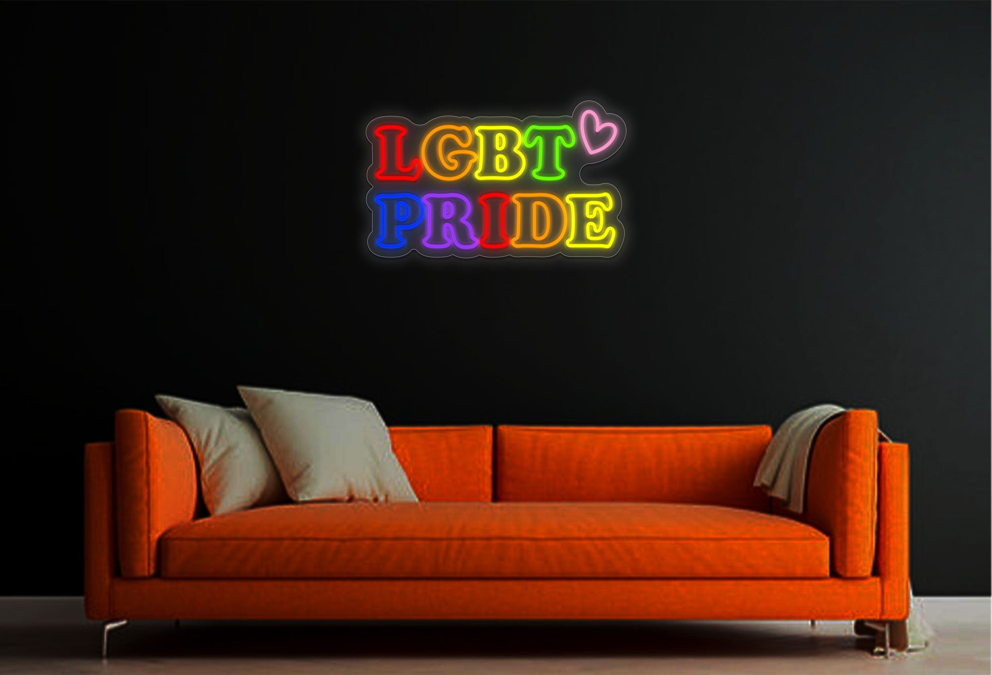 LGBTQ Pride with Heart LED Neon Sign