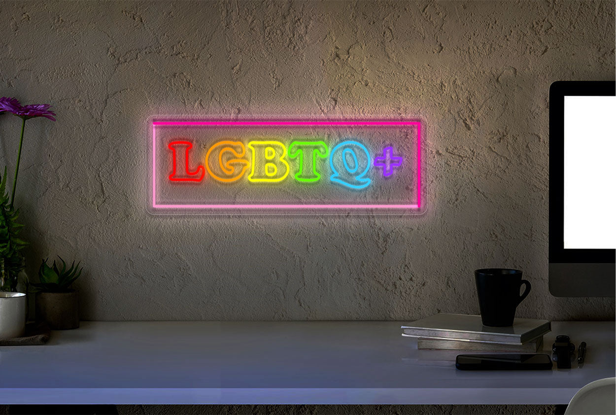 LGBTQ+ with Border LED Neon Sign