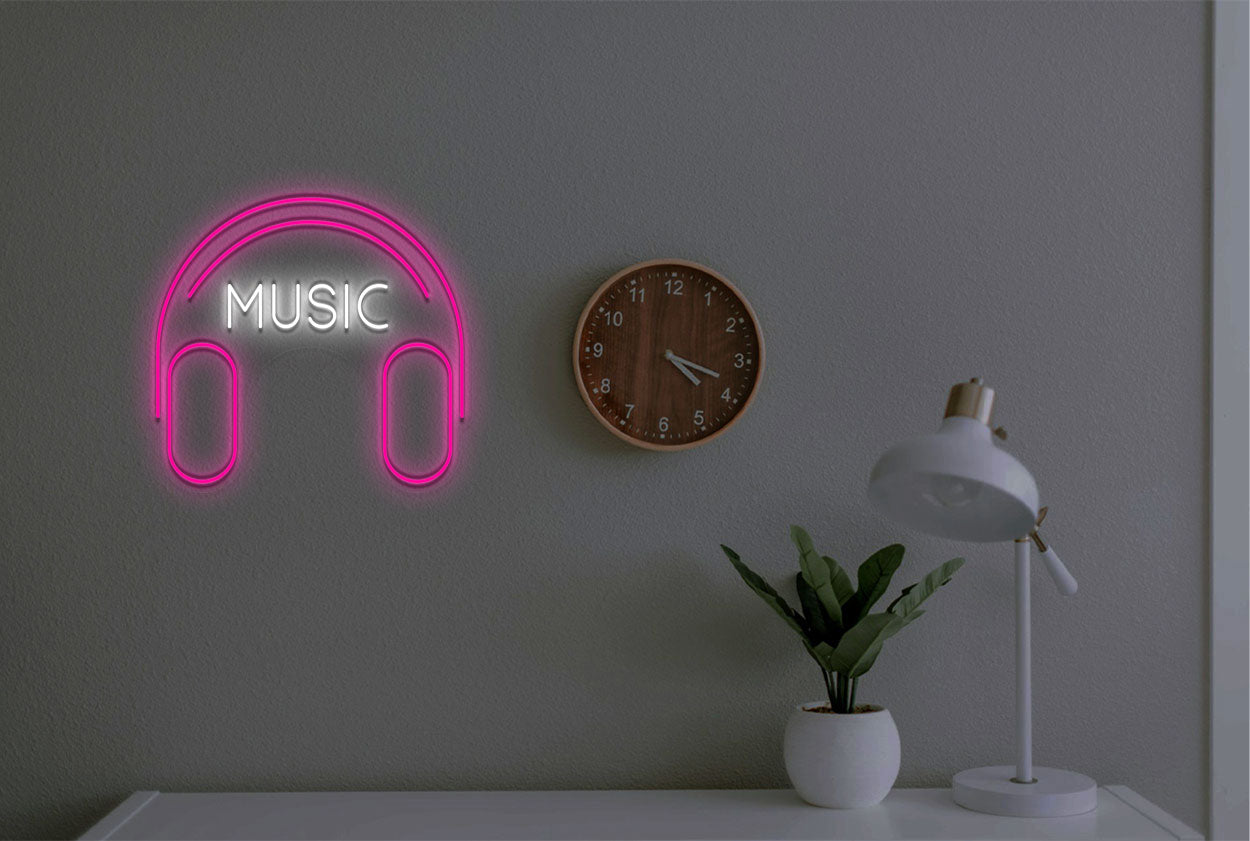 Music and Headphones Logo LED Neon Sign