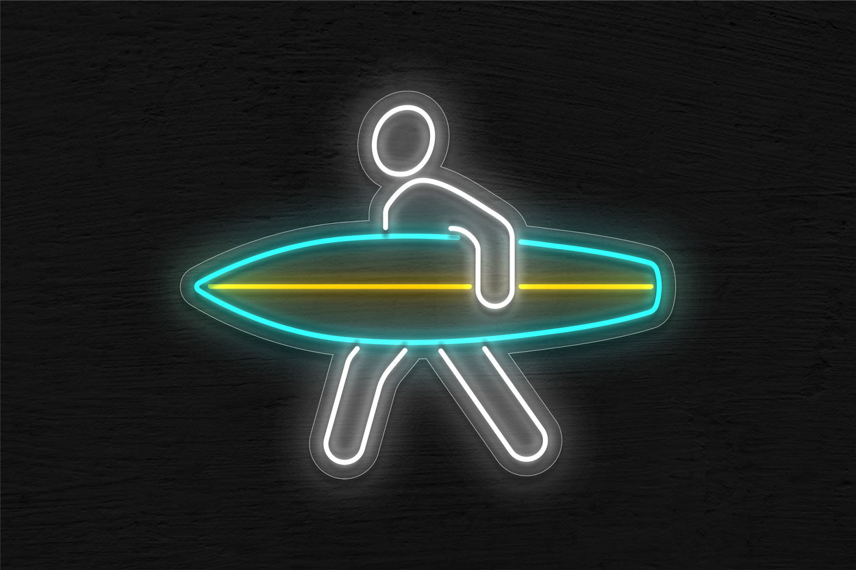 Man With A Surf Board LED Neon Sign