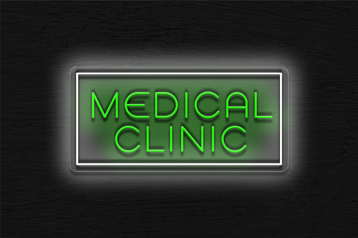 Medical Clinic With Rectangular Border LED Neon Sign