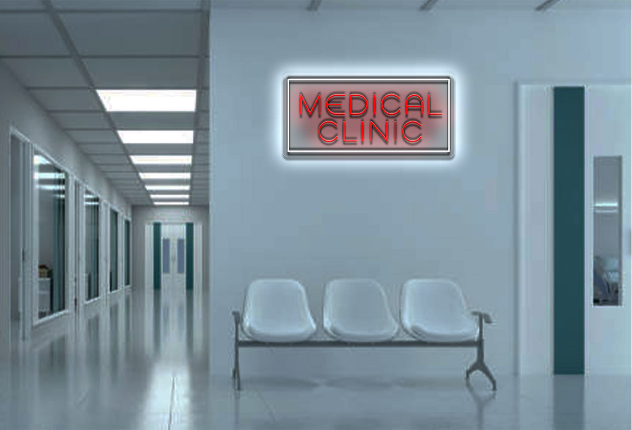 Medical Clinic With Rectangular Border LED Neon Sign