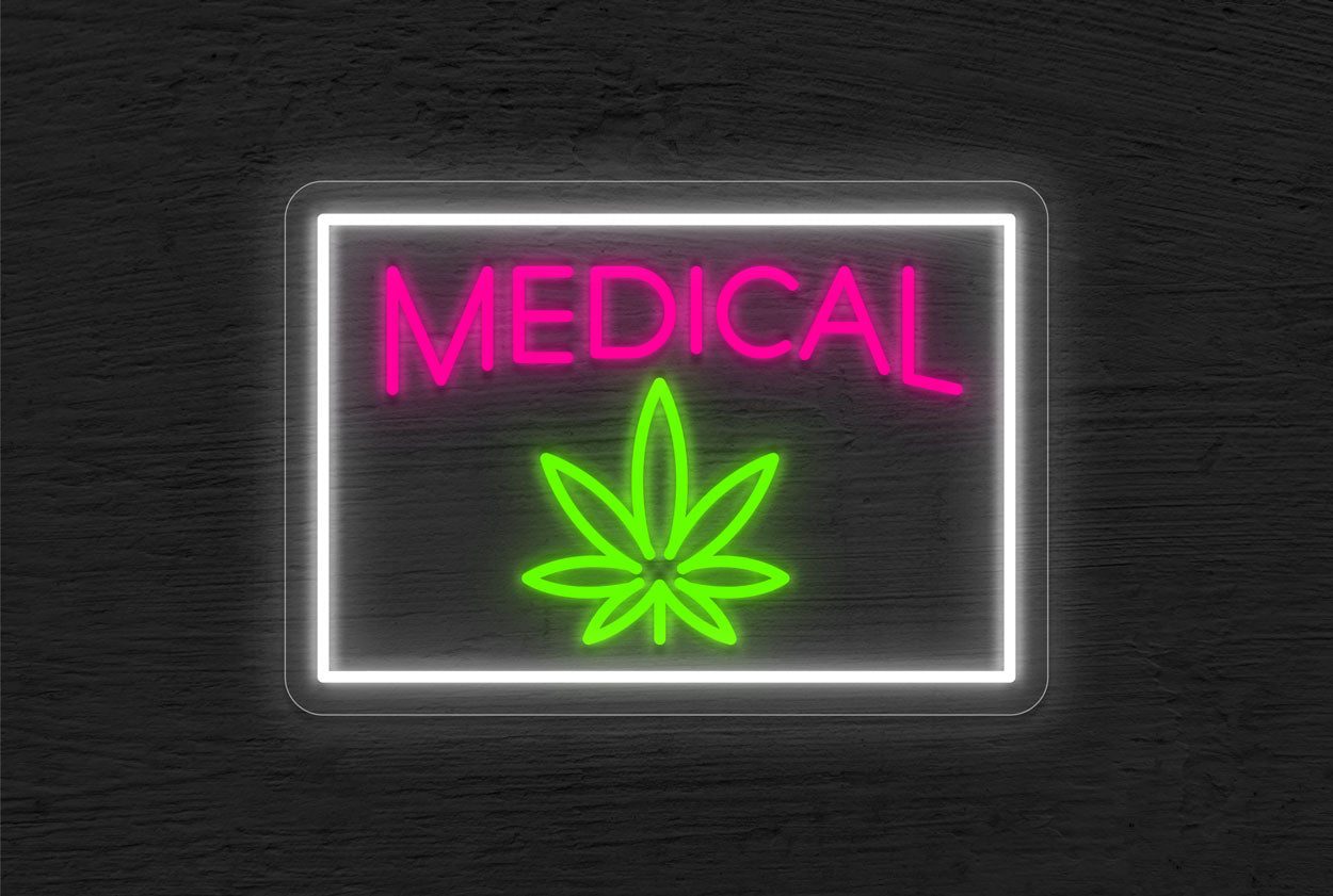 Medical Cannabis with Border LED Neon Sign