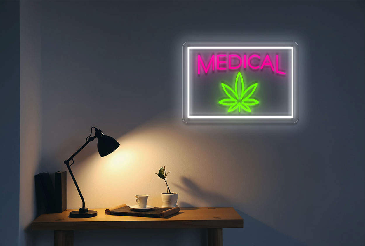 Medical Cannabis with Border LED Neon Sign
