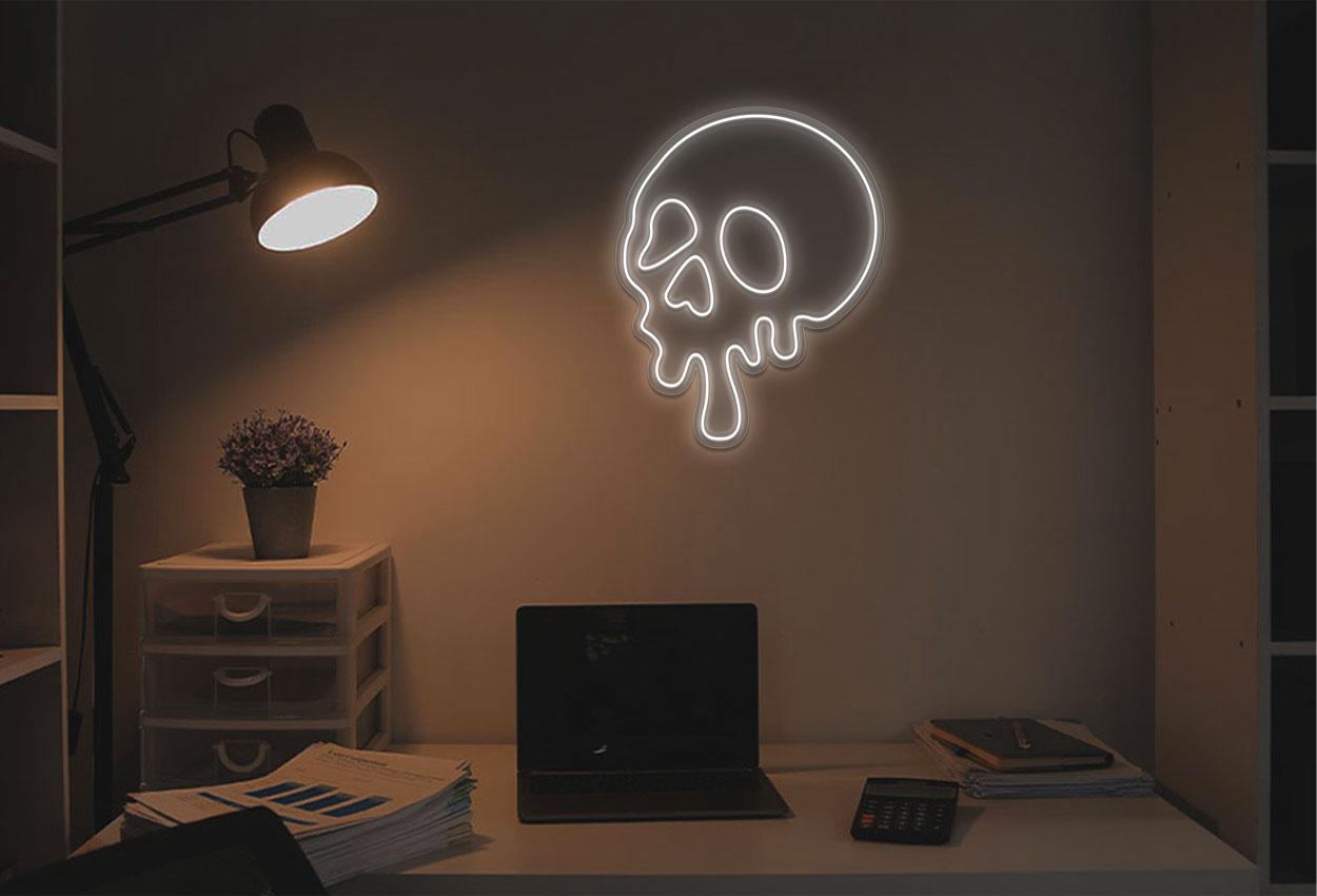 Melted Skull LED Neon Sign