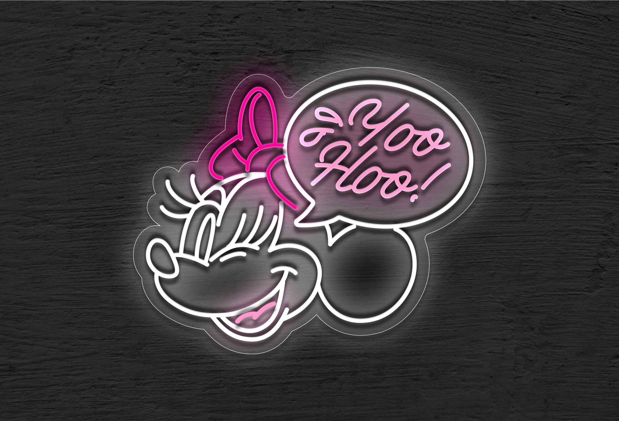 Minnie Winking Eyes From Steamboat Willie: Yoo Hoo!  LED Neon Sign