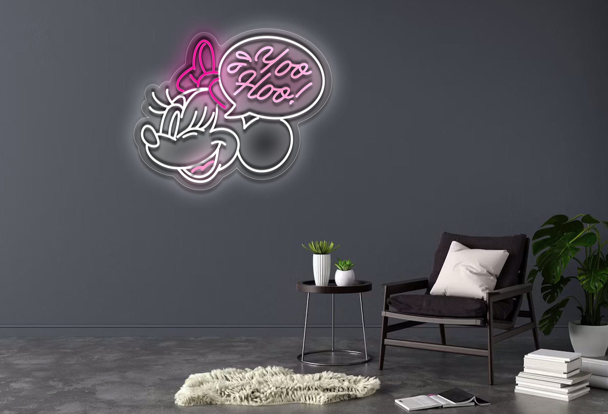 Minnie Winking Eyes From Steamboat Willie: Yoo Hoo!  LED Neon Sign