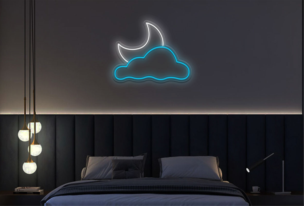 Moon And Cloud LED Neon Sign