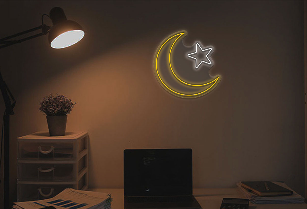 Moon And Star LED Neon Sign