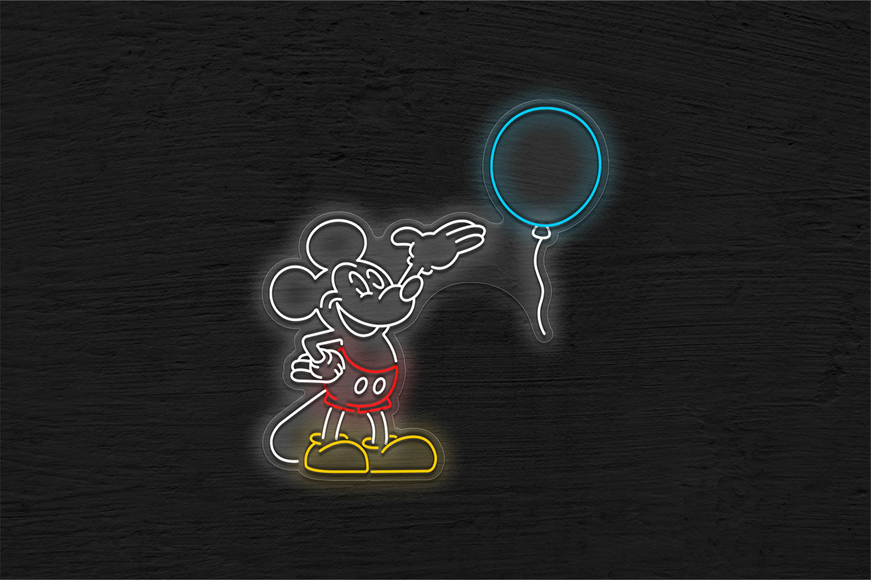 Mouse With A Balloon LED Neon Sign