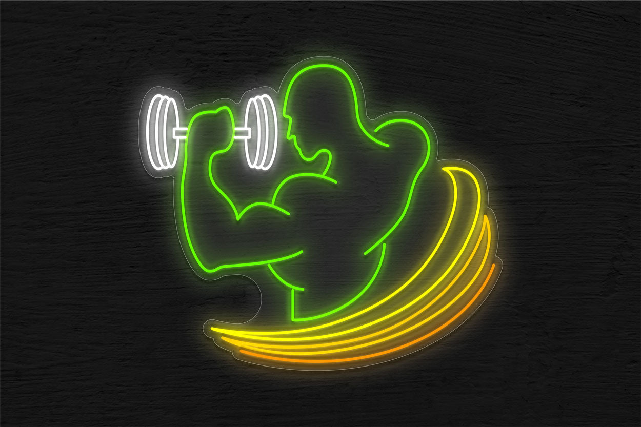 Muscle Man With Dumbbell LED Neon Sign