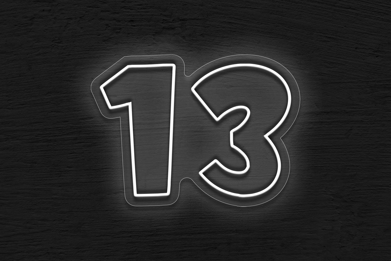 Number-13 Absolute Inky Font (Bat-Mitzvah) LED Neon Sign