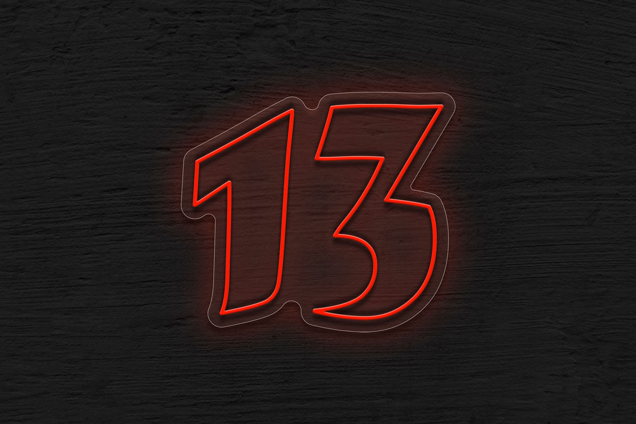 Number-13 Matura Mt Script Capitals Font (Bat-Mitzvah) LED Neon Sign