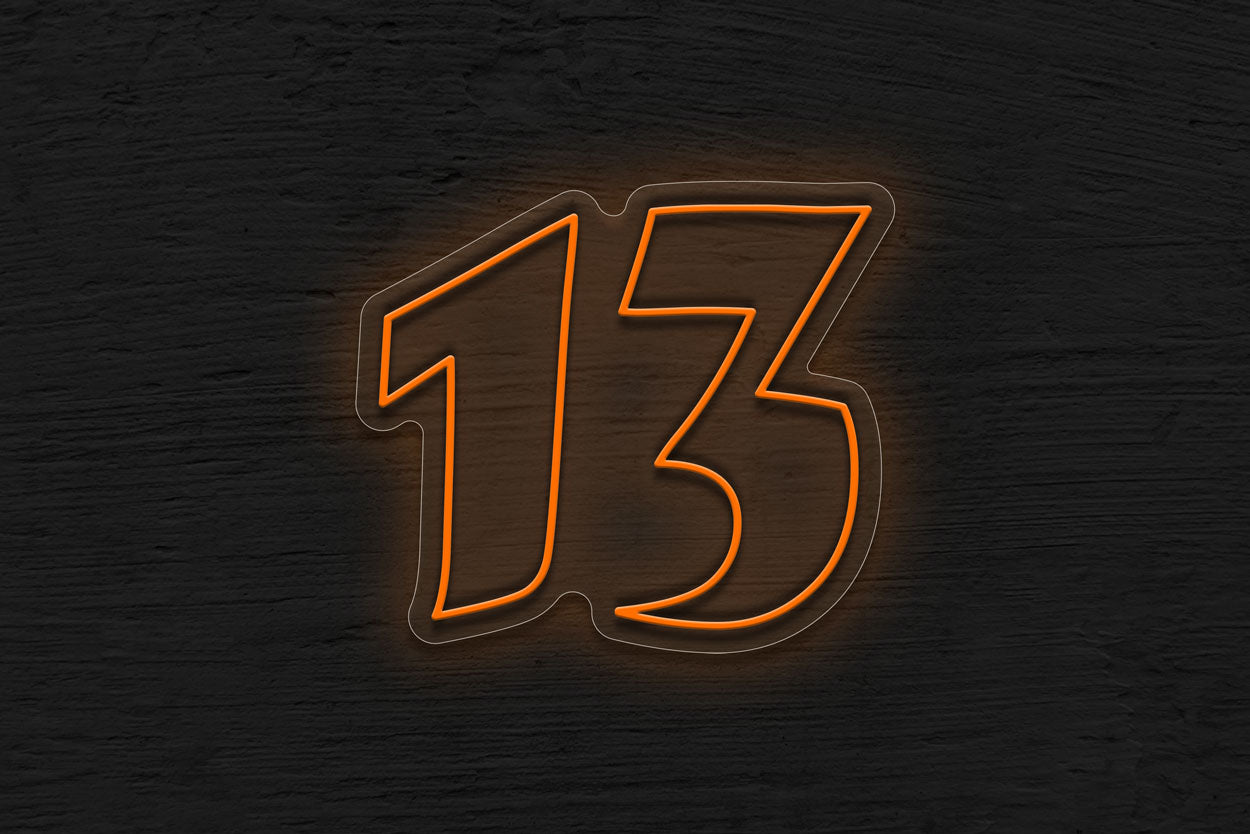 Number-13 Matura Mt Script Capitals Font (Bat-Mitzvah) LED Neon Sign