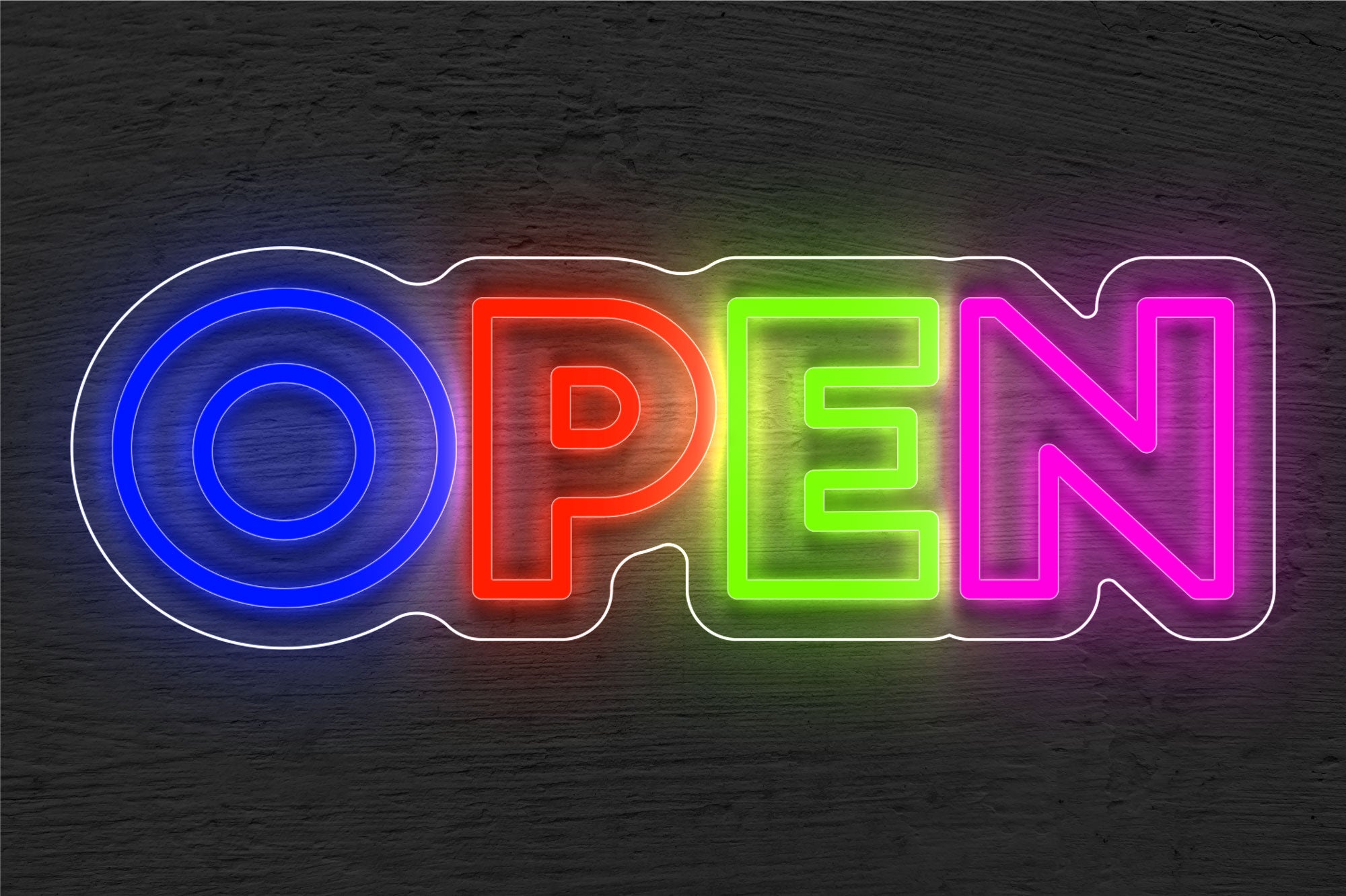 Buy Multi-color Bar OPEN with Two Lines LED Neon Sign