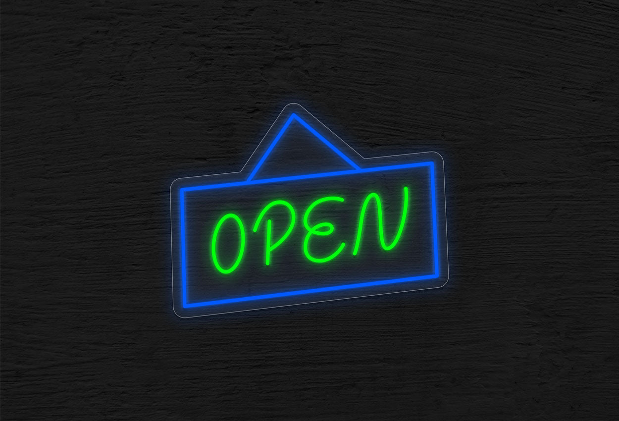 Open with Hanging Border LED Neon Sign