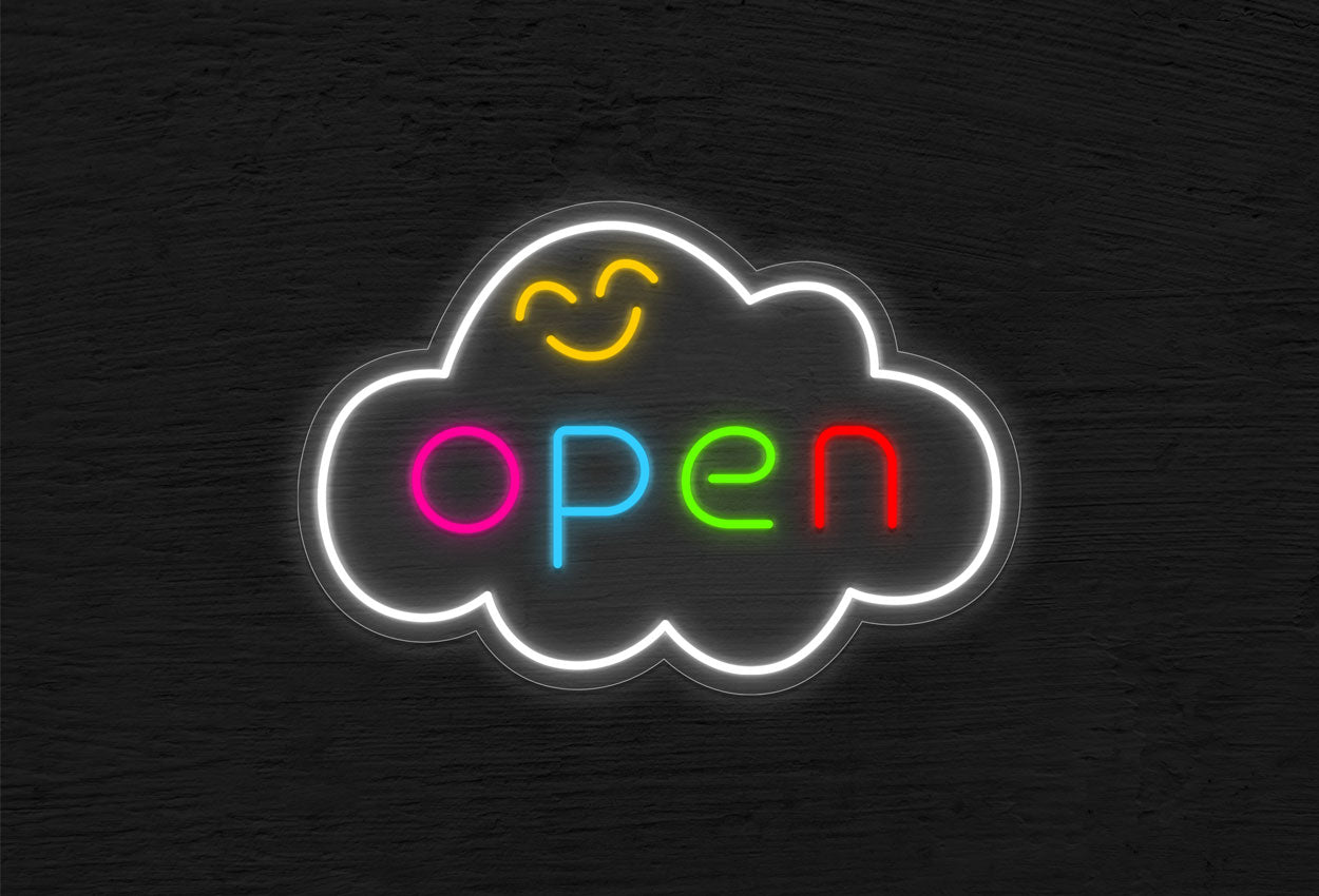 Open with Cloud Border LED Neon Sign