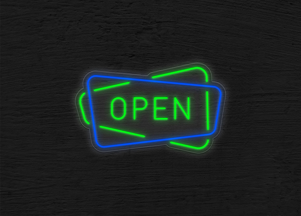 Open with 2 Shape Border LED Neon Sign