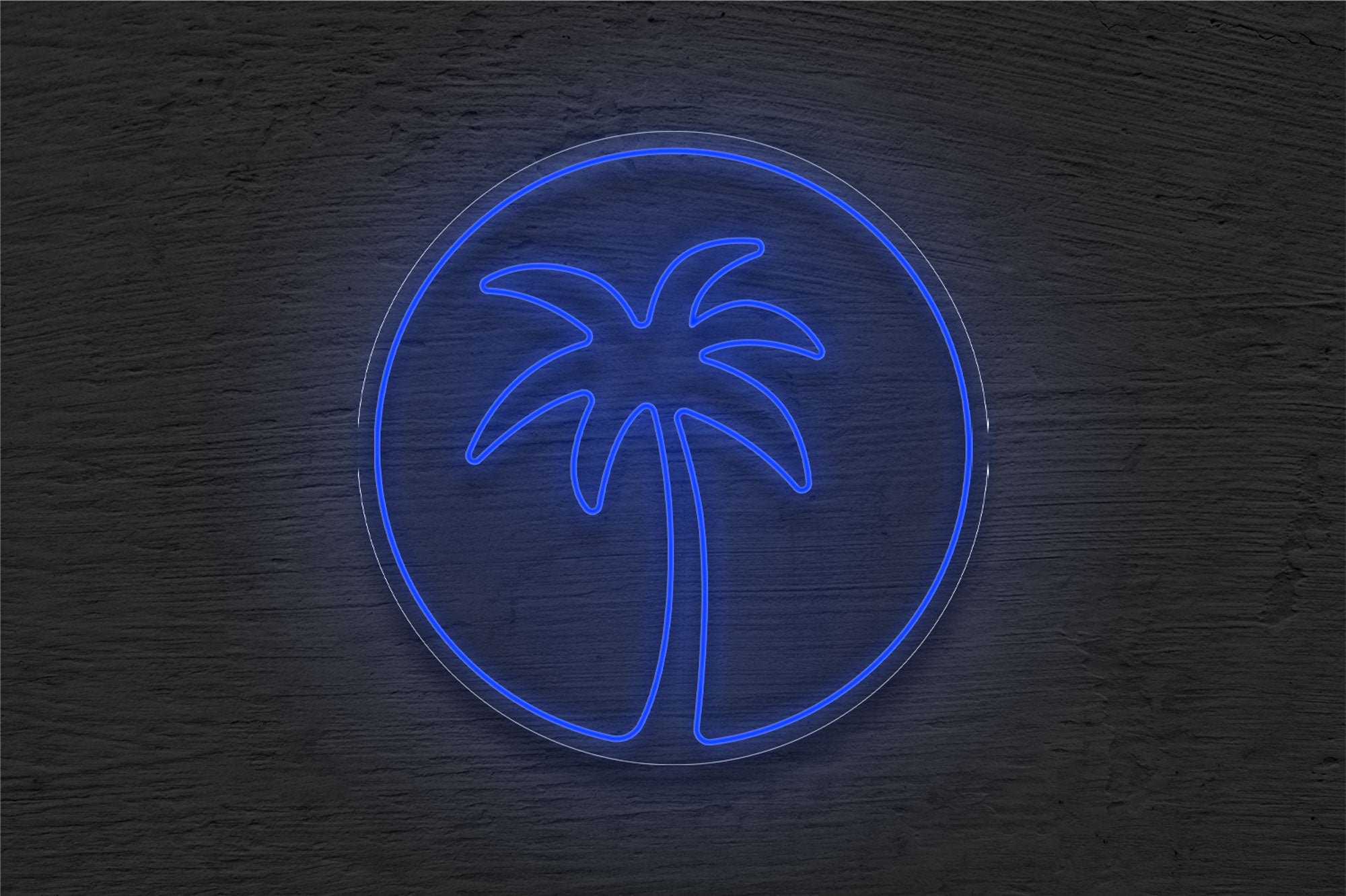 Palm Tree with Circle Border LED Neon Sign