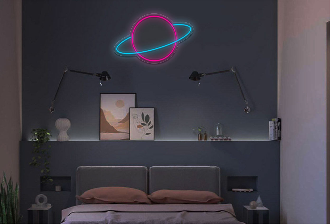 Planet With Ring LED Neon Sign