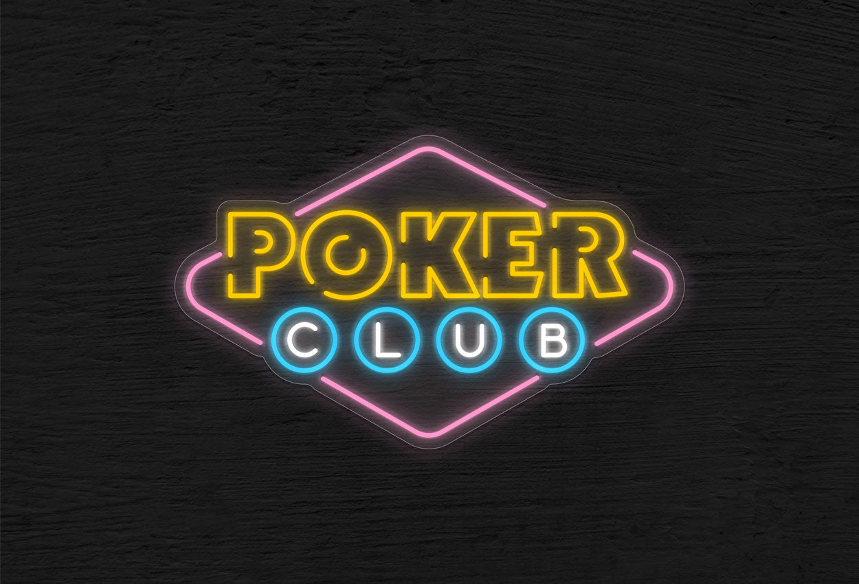 Poker Club with Diamond Border LED Neon Sign