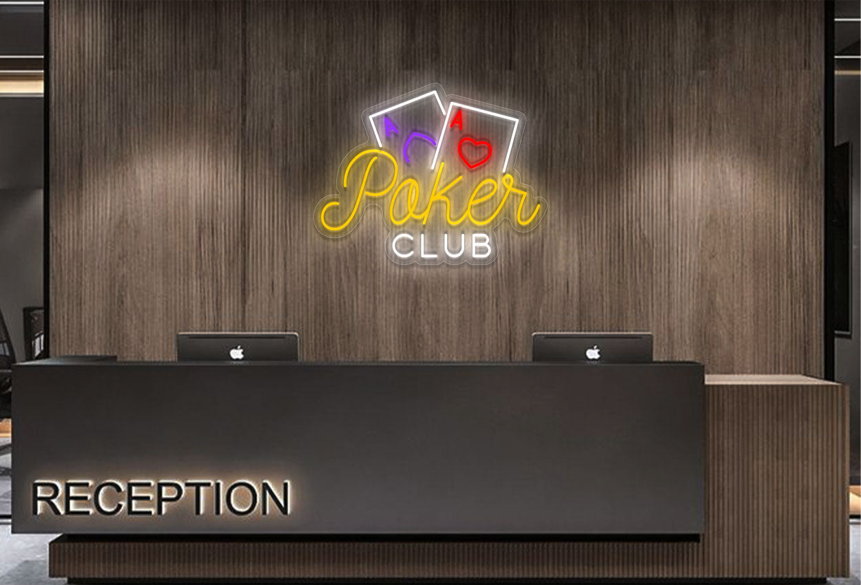 Poker Club with Two Aces LED Neon Sign