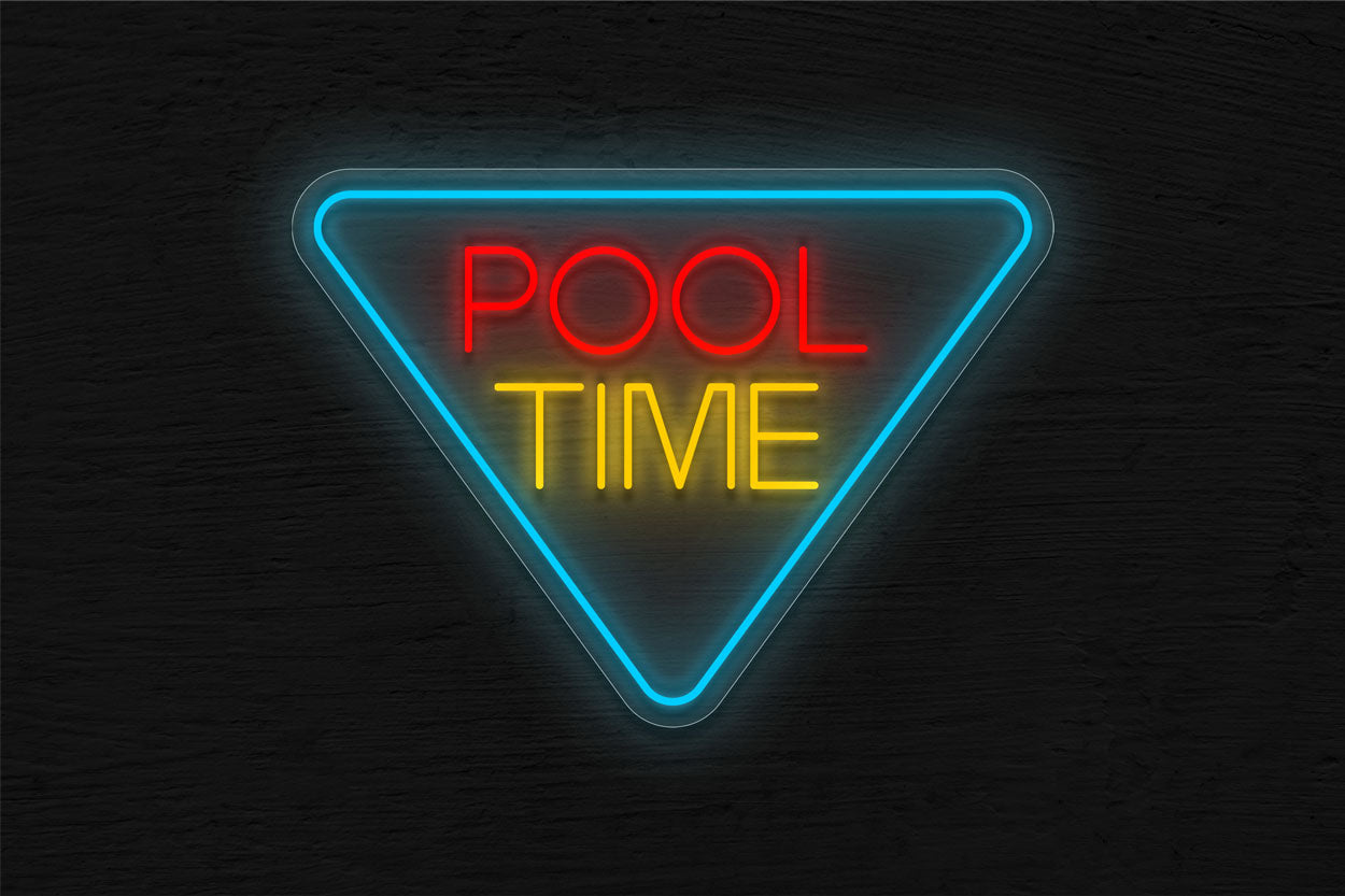 Pool Time inside a Triangle Border LED Neon Sign