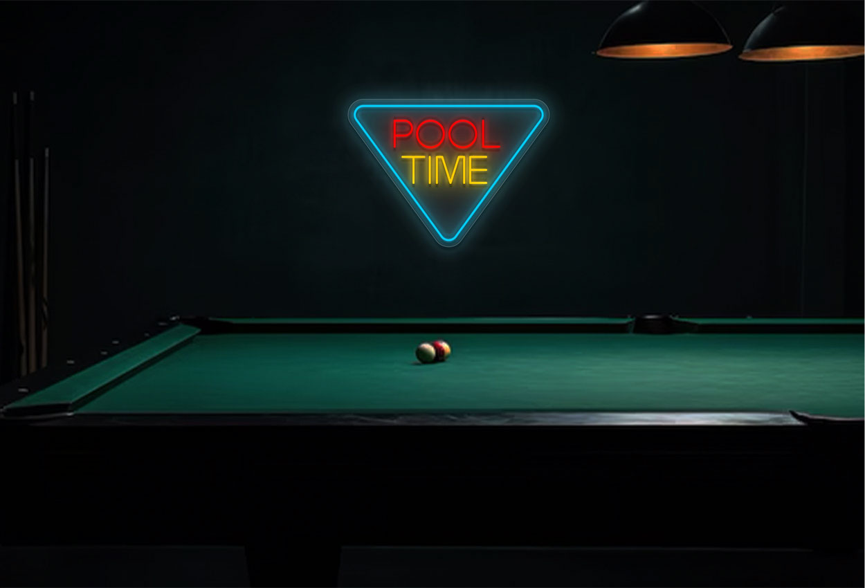 Pool Time inside a Triangle Border LED Neon Sign