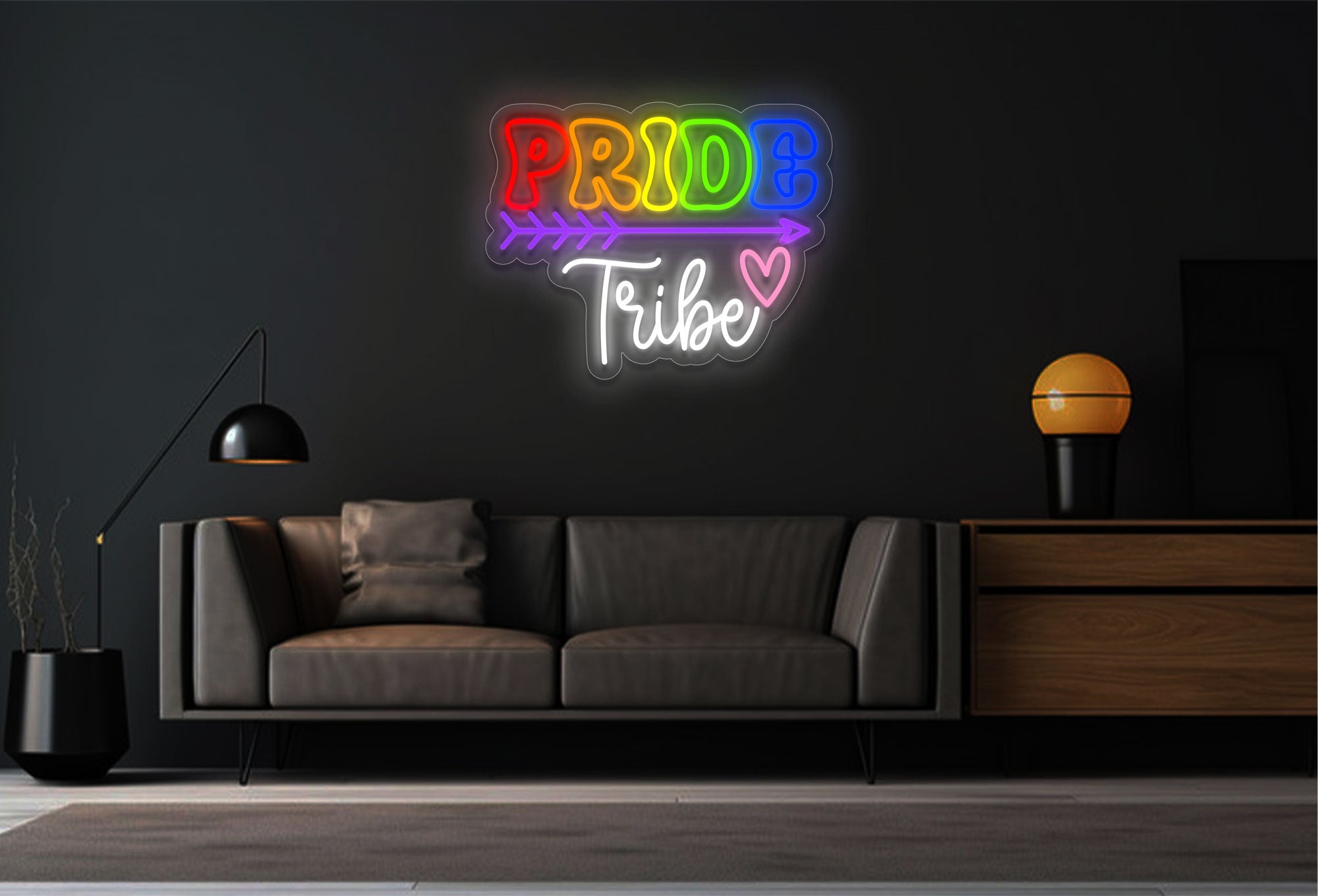 Pride Tribe with Arrow and Heart LED Neon Sign