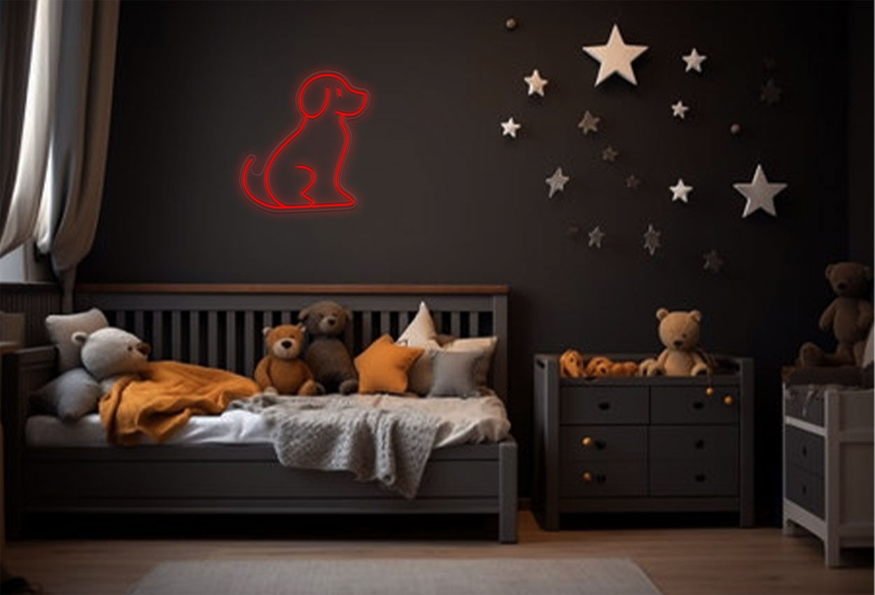 Sitting Puppy LED Neon Sign
