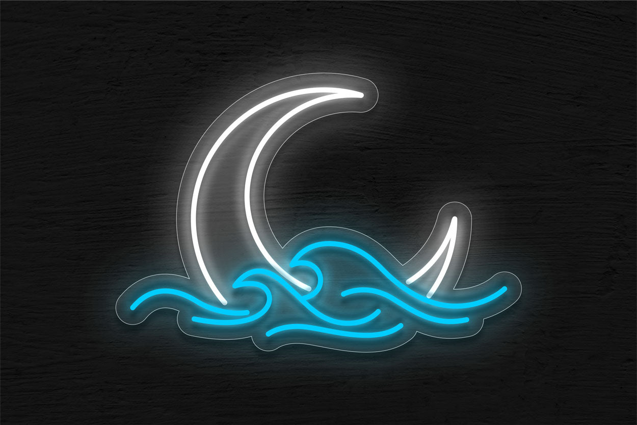 Quarter Moon And Sea LED Neon Sign