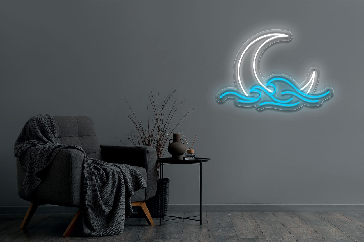 Quarter Moon And Sea LED Neon Sign