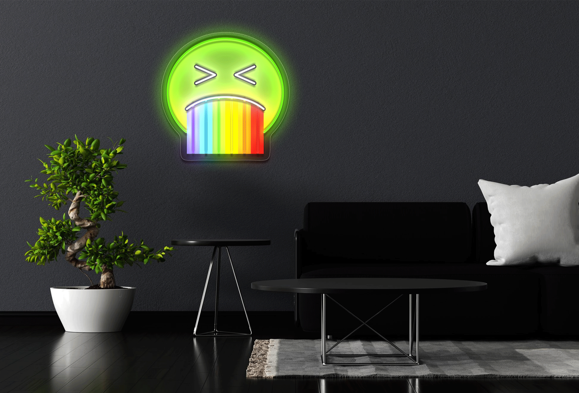 Rainbow Puke With Uv Printing LED Neon Sign